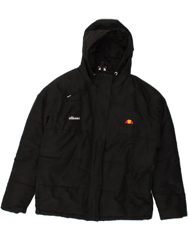 ELLESSE Womens Hooded Padded Jacket UK 10 Small Black Polyester