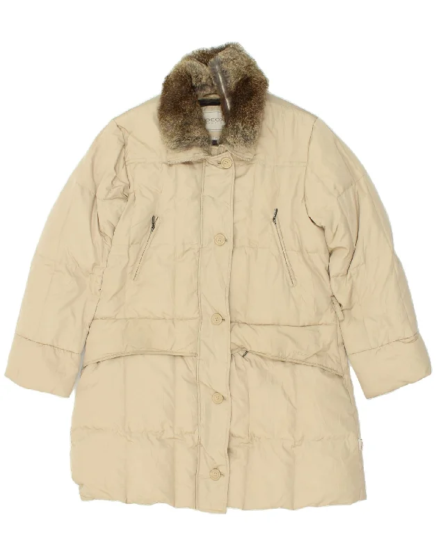 GEOX Womens Padded Coat UK 16 Large  Beige Polyester