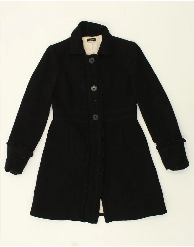 J. CREW Womens Overcoat US 4 Small Black Wool