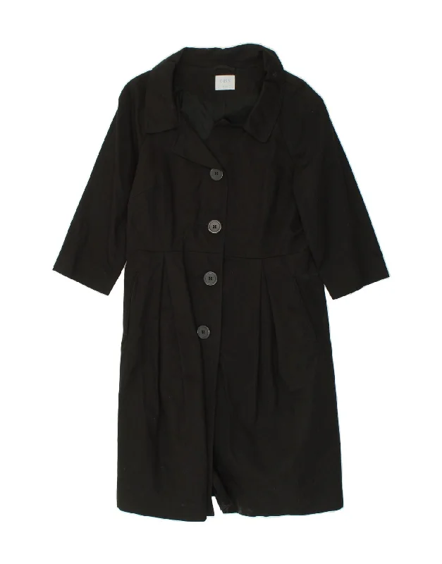 OASIS Womens Overcoat IT 42 Medium Black Cotton