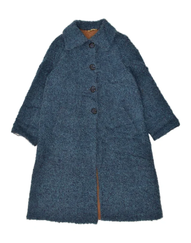 PIACENZA Womens Overcoat UK 14 Medium Blue Flecked