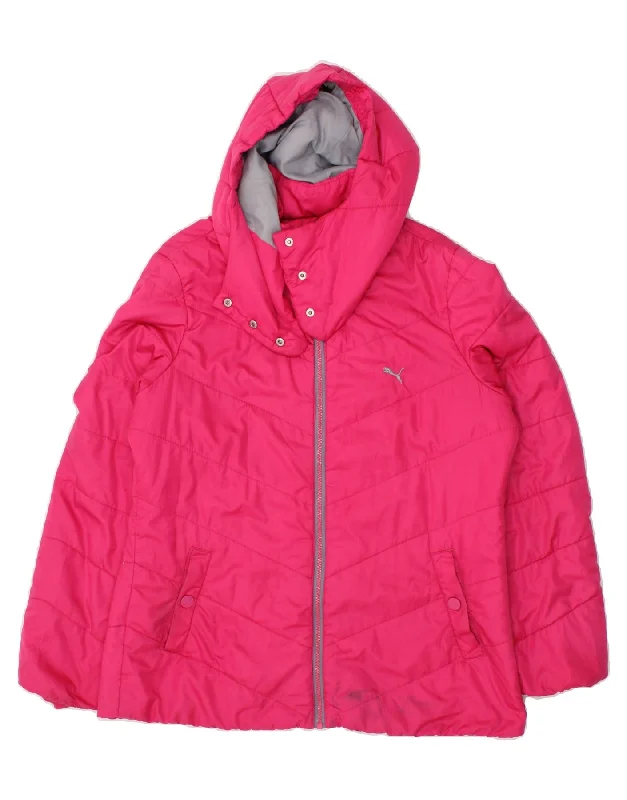 PUMA Womens Hooded Padded Jacket UK 16 Large Pink