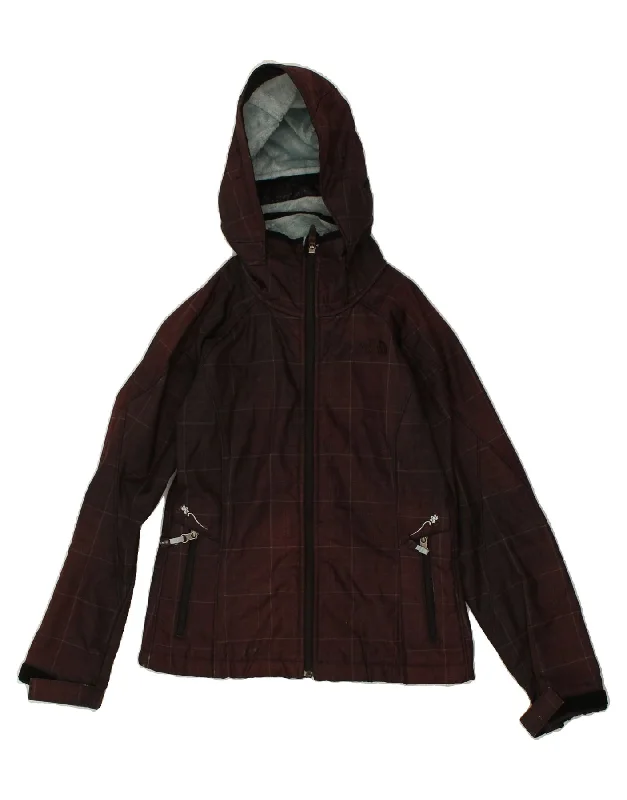 THE NORTH FACE Womens Hooded Windbreaker Jacket UK 6 XS Maroon Check Nylon