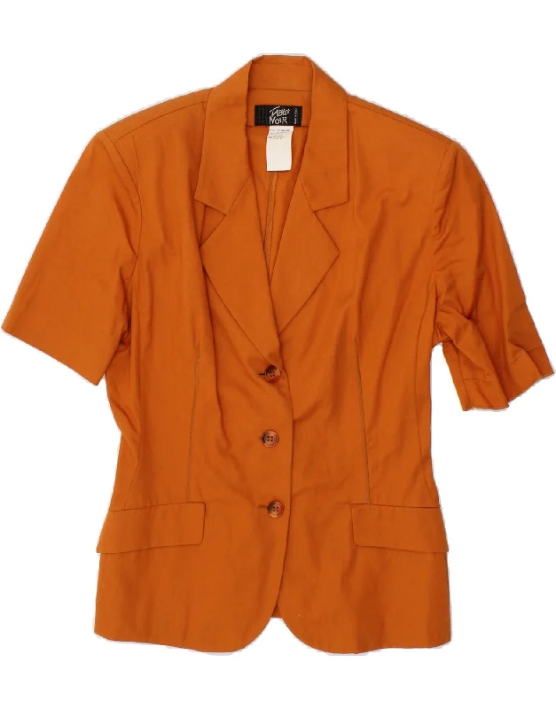 VINTAGE Womens 2 Button Short Sleeve Blazer Jacket UK 12 Medium Orange