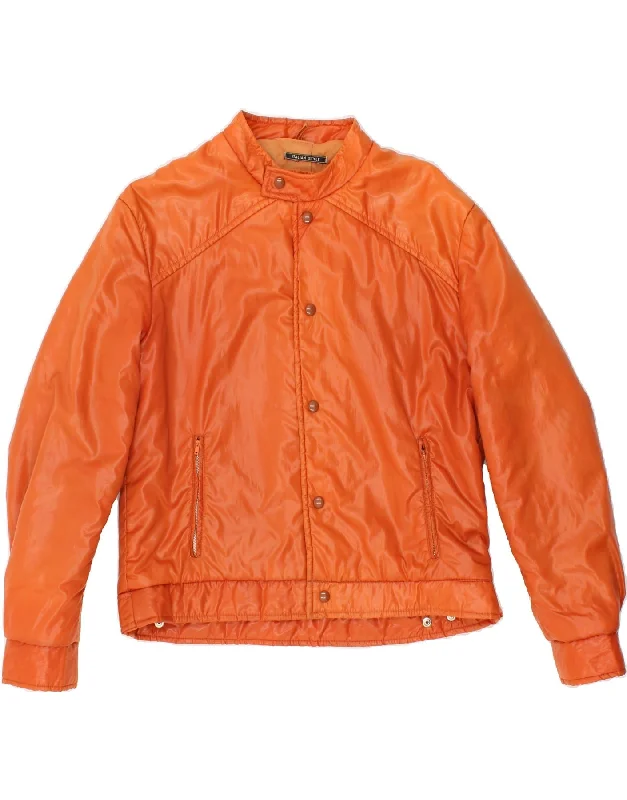 VINTAGE Womens Bomber Jacket UK 12 Medium Orange