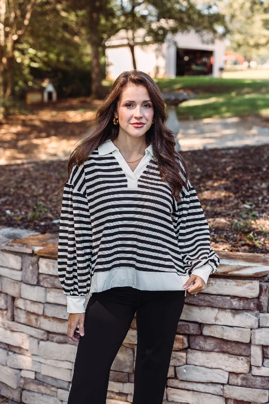 Simply Sweet Black Striped Top