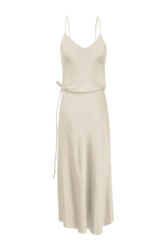 BM Nane Cowl Neck Silk Dress - Limestone