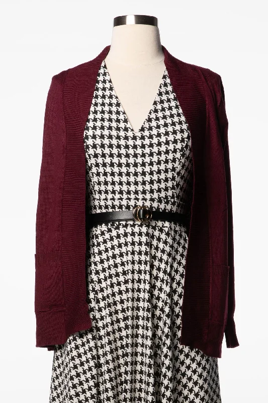 Burgundy Long Sleeve Pocket Cardigan