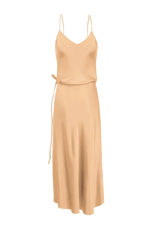 BM Nane Cowl Neck Silk Dress - Nude