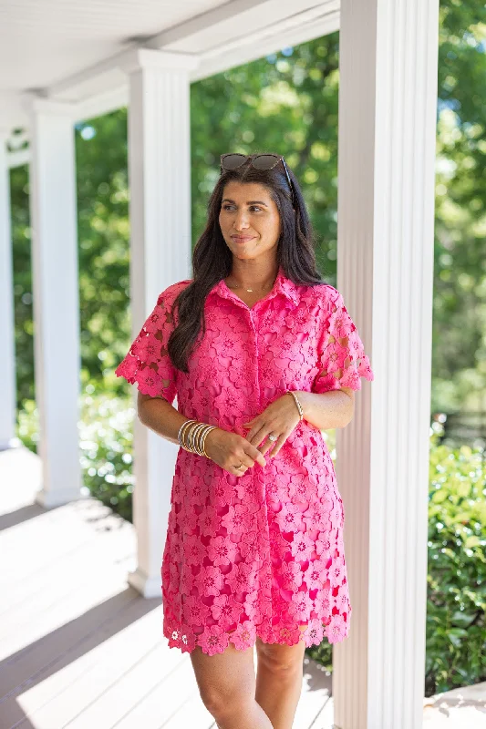 Floral Lace Pink Dress