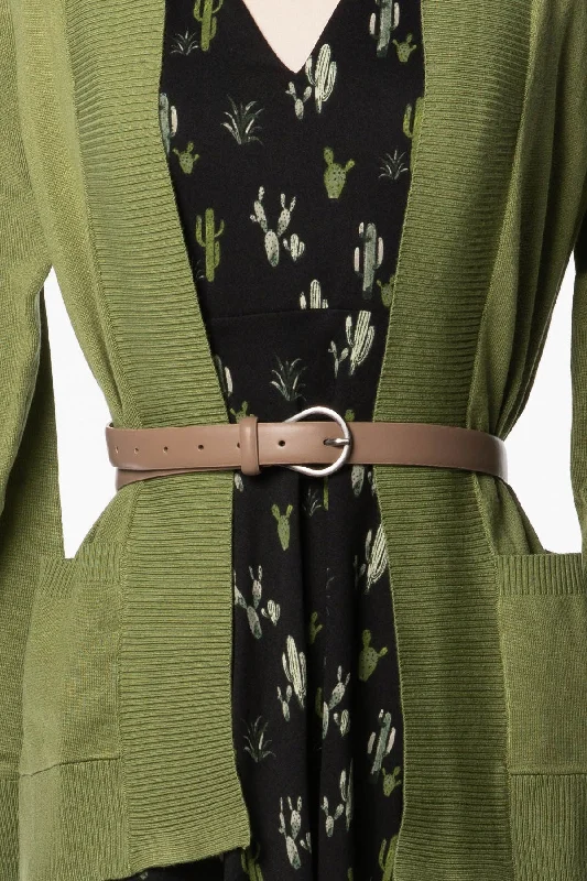 Taupe Skinny Pear Buckle Belt