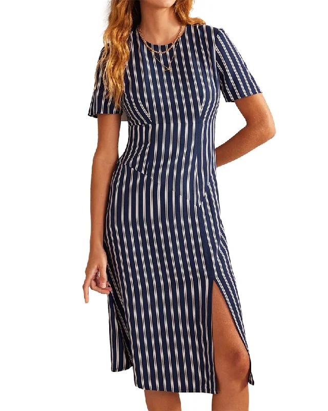 Boden Striped Asymmetric Midi Dress