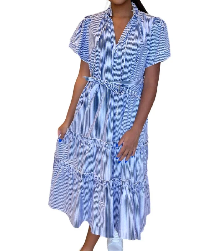 Matthews Midi Dress In Light Blue Stripe