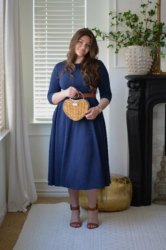 Millie Navy Full Midi Dress