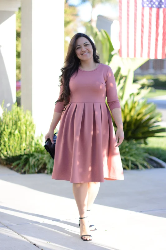 Venice Rose Pleated Midi Dress