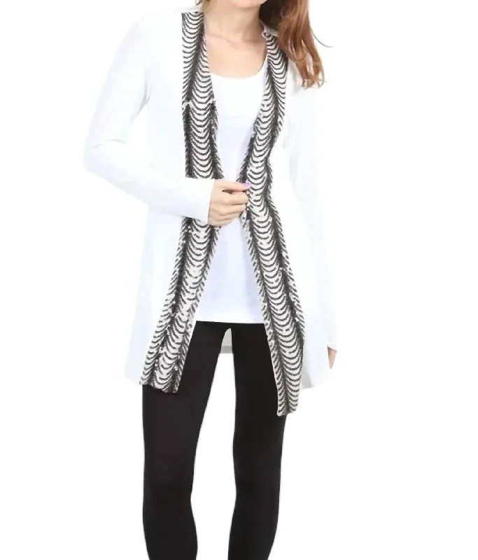 Sequin Front Cardigan In Ivory