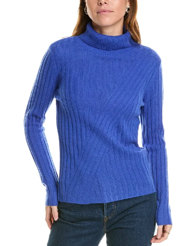 sofiacashmere Directional Rib Turtleneck Cashmere Sweater