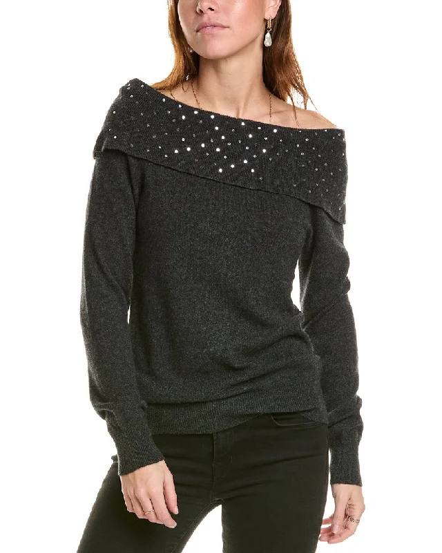 sofiacashmere Off-the-Shoulder Cashmere Sweater