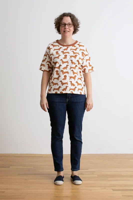 Women's Mia Top - Dachshunds Brown