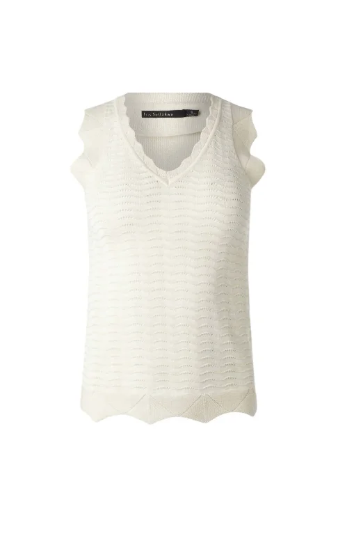 Women's Scallop Knit Top In Ivory